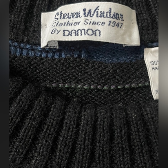 Vintage 90s pure Wool  knit sweater Steven Windson by Damon Coogi-inspired LG - Picture 5 of 7